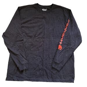Carhartt Long Sleeve T Shirt Men’s Sz XL Dark Heather Gray Loose Fit Orange Logo